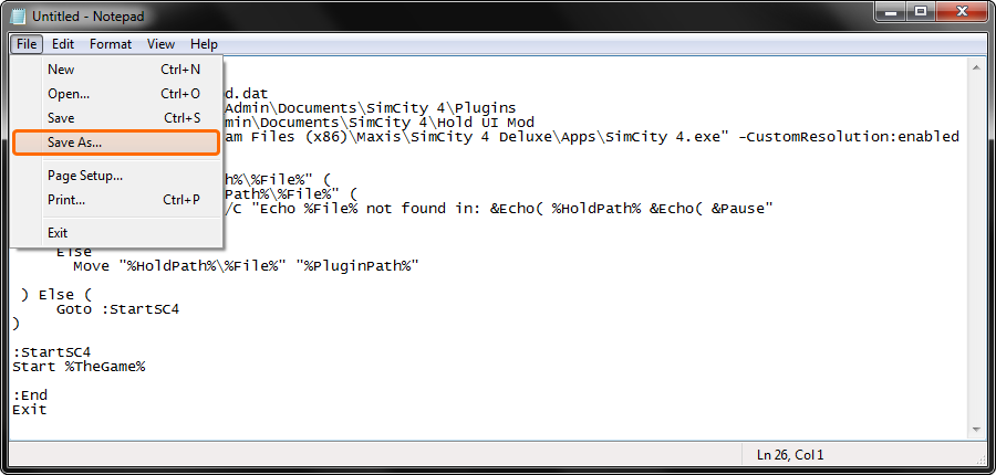 Notepad Save Option