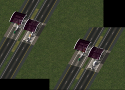 Toll booth / parking entrance and exit for RHW 4 (LHD)